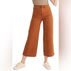 Slim Emmett Wide-Leg Crop Pants in Burnt Orange, size 27